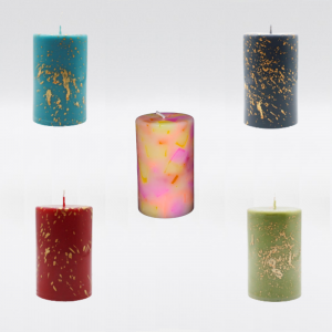 Stumpenkerze in unterschiedlichen Farben